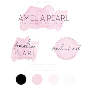 Aquarell-Logo-Design-Fotografie-Branding, vorgefertigtes Logo-Design, benutzerdefiniertes Logo-Design-Branding, Instant Beauty-Logo und benutzerdefinierte Visitenkarte