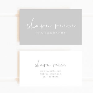 Cartão de visita personalizado pré-fabricado cinza, cartões de visita em tons pastéis, cartões de visita personalizados com marca fotográfica