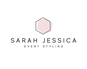 Pink Premade Logo, Minimalist Blush Modern Geometric Hexagon Elegant Branding Boutique Photographer Interior Designer Artists Coache Events