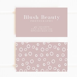 Cartão de visita personalizado pré-fabricado blush polkadot, cartões de visita pastel, cartões de visita personalizados de marca fotográfica