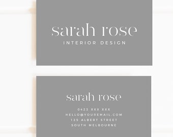 Grey Premade Custom business card, Pastel Calling cards, Photography branding Customised Business cards