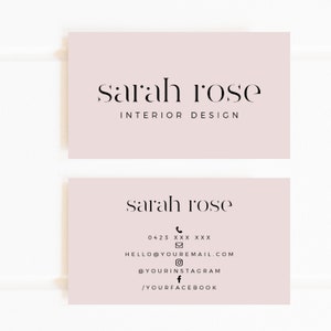 Simple Blush Premade Custom business card, Pastel Calling cards, Photography branding Tarjetas de visita personalizadas