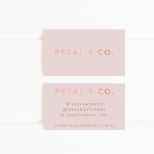 Cartão de visita personalizado pré-fabricado rosa blush, cartões de visita em tons pastéis, cartões de visita personalizados com marca fotográfica