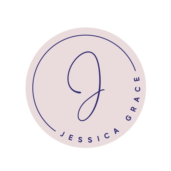 Minimalist Pre made logo, Circle Blog logo design, Geometric logo and watermark, Pastel Business logo design, Blush Navy Boho Brand Kit