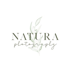 Création de logo d'entreprise de marque photographique, logo et filigrane préfabriqués, logo de marque Unique Leaf Beauty, logo aquarelle féminin