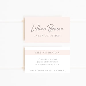 Pastel Pink Premade Custom Visitenkarte, Pastel Calling Cards, Fotografie Branding Customized Visitenkarten