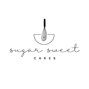 Baking Pre made logo, Text Blog logo design, Fun logo & watermark, Cake Cupcake Business logo design, Modern Pastel logo branding