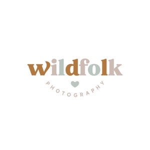 Logo pré-fait rétro, conception de blog de texte, logo et filigrane de photographie moderne, conception de logo Kids Colorful Business, kit de marque Heart Premade