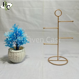 ゴールドメタルジュエリーオーガナイザースタンド：ミニマリストディスプレイラック