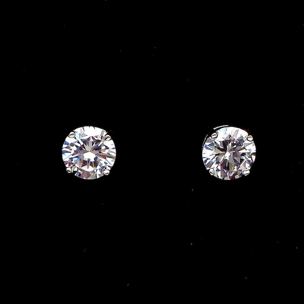 clip-ons bridesmaid prom christmas gift bridal earrings wedding jewelry round brilliant cut solitaire aaa cubic zirconia post stud 8mm cut