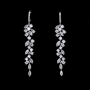 925 sterling silver Wedding jewelry bridal party prom christmas gift multi shape cluster AAA cubic zirconia lever back drop earrings vine