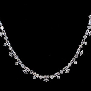 bridal necklace wedding jewelry party necklace round neck rhodium silver plated AAA cubic zirconia multi shape collar necklace choker