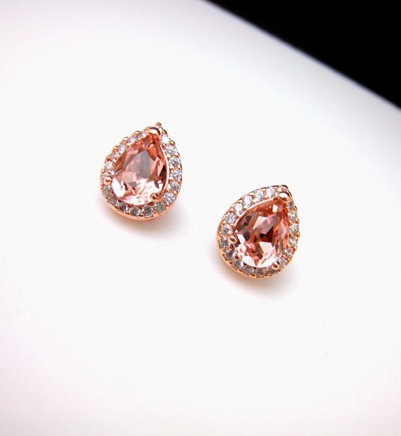 Champagne Glass Stud Earrings Cubic Zirconia CZ Post Rose Gold-plated Champagne Glass Stud Earrings Cubic Zirconia CZ Post Rose Gold-plated