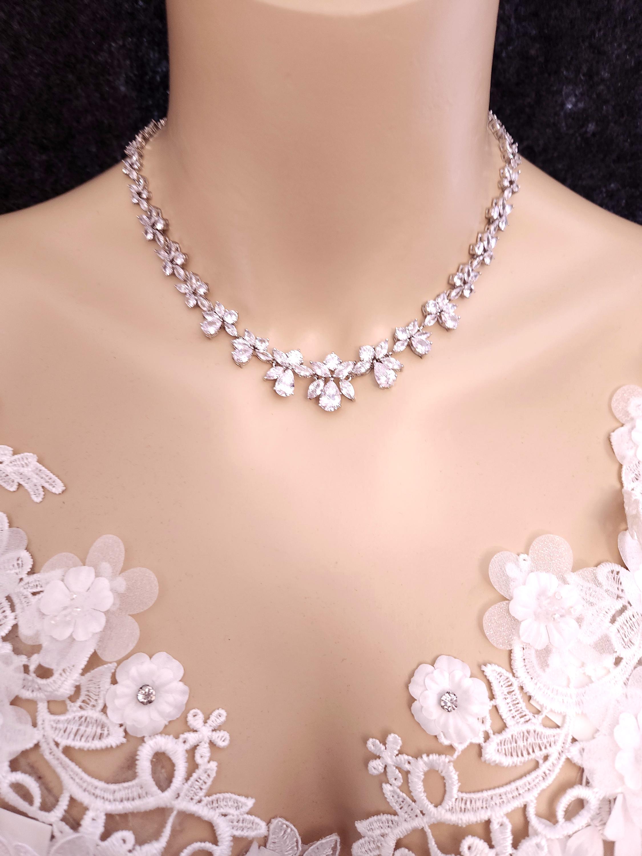 Women’s Rhodium Plated Sterling Silver & AAA Zirconia Princess Cut Pendant Necklace