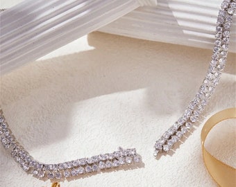 OFFERTA SET gioielli da sposa per matrimonio ballo di fine anno concorso festa trasparente bianco marquise goccia zirconia cubica e argento rodiato collana orecchino importante - Italia