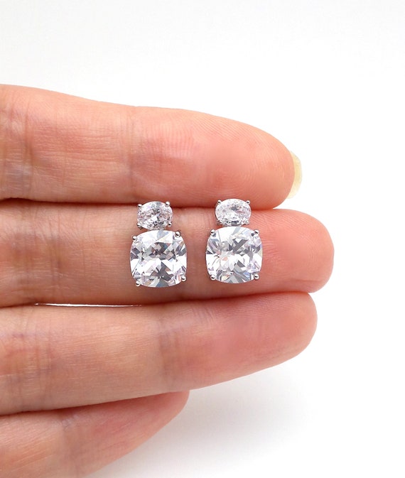 Gioielli da sposa gioielli da sposa orecchini da sposa orecchini a gancio con cristalli di zirconia cubica AAA a goccia bianca trasparente blu navy blu montana - Italia
