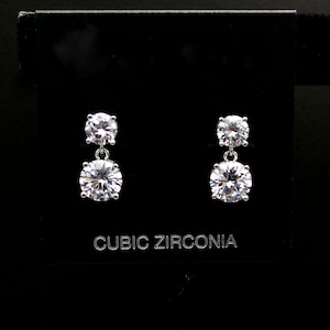 bridal earrings jewelry bridesmaid gift 6mm 8mm wedding earrings Clear white round drop cubic zirconia round AAA cz post diamond solitaire
