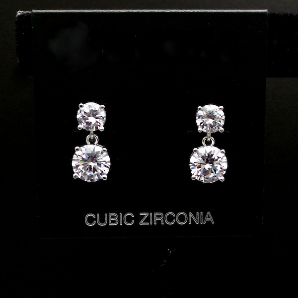 pendientes nupciales joyería regalo de dama de honor 6mm 8mm pendientes de boda Blanco claro gota redonda circonita cúbica redonda AAA cz post solitario de diamante