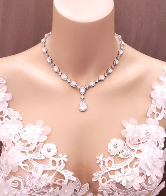 Cubic zirconia shop bridal necklace