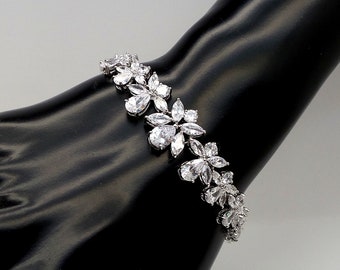 bridal jewelry bracelet prom wedding prom gift wedding jewelry pageant multi shape Clear white AAA cubic zirconia cluster marquise pear