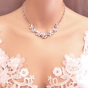 bridal jewelry wedding pearl necklace white or cream pear crystal pearl necklace with silver chain cubic zirconia multishape cluster deco