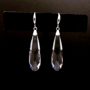 bridal earrings wedding jewelry bridesmaid gift fancy clear white pear teardrop crystal 925 rhodium plated sterling silver fish hook