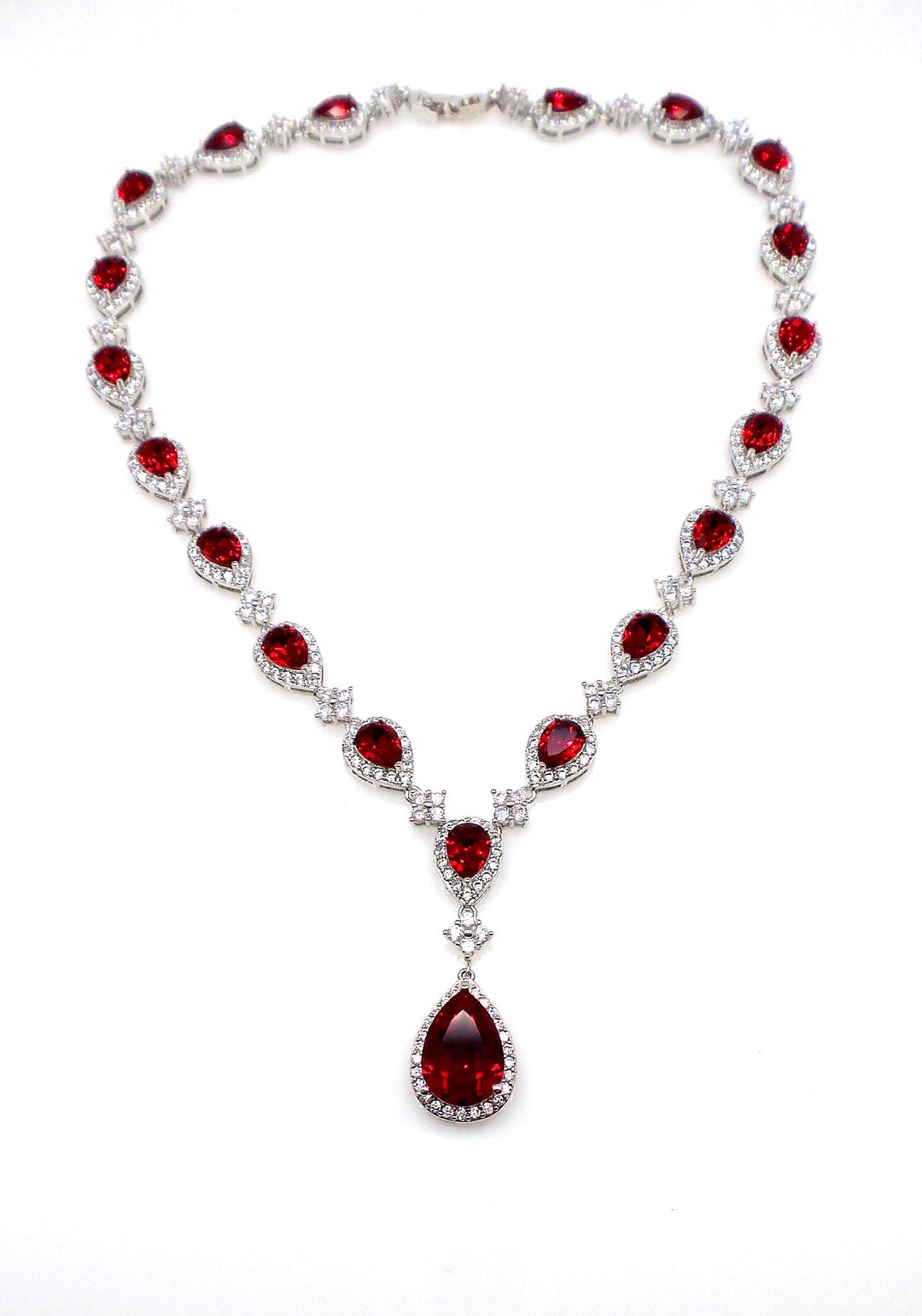 Wedding Jewelry Prom Bridal Necklace Gift Pageant Clear White Etsy