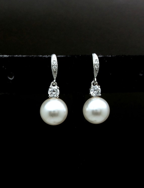 Pearl & Cubic Zirconia hook earrings Pearl & Cubic Zirconia hook earrings