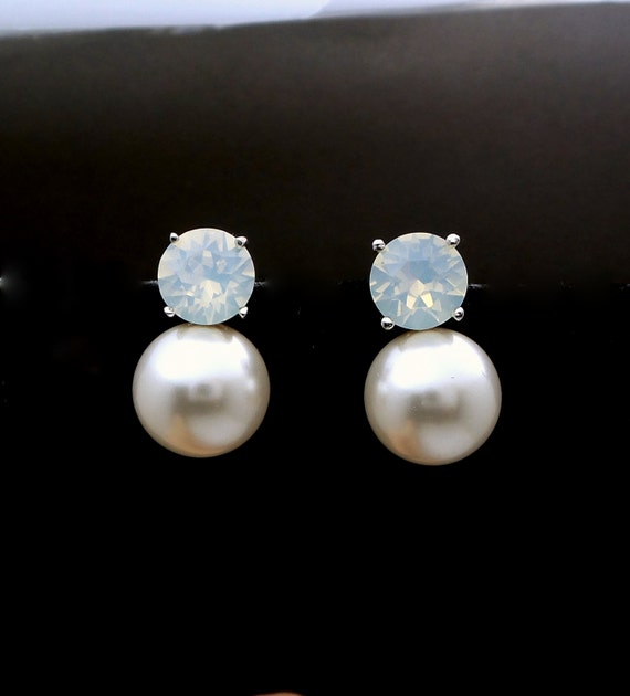 Bridal Earrings Bridesmaid Gift Wedding Jewelry Fancy Round | Etsy