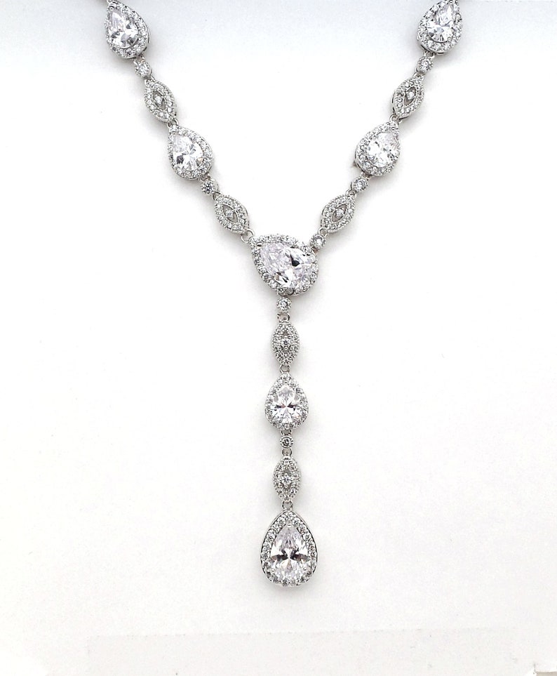 Wedding Jewelry Prom Bridal Necklace Gift Pageant Clear White Etsy
