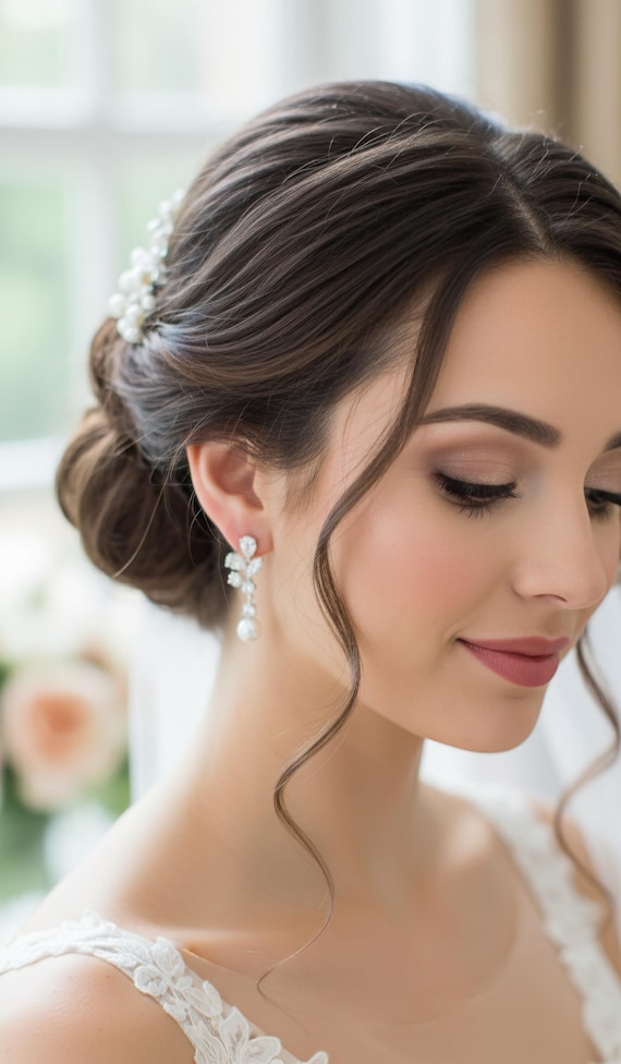 Wedding Jewelry Bridal Earrings Bridesmaid Gift Prom Party Cubic Zirconia  Rhodium Earrings Multi Stone White Cream 8mm Round Crystal Pearl - Etsy