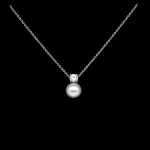 wedding jewelry bridal necklace prom bridesmaid party white or cream 10mm round pearl drop necklace with sterling silver chain