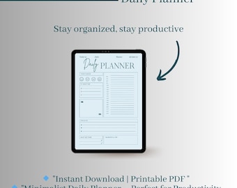 Daily Planner Printable | Minimalist Digital Planner | Productivity Planner | To Do List | Self Care & Gratitude Journal | Instant Download