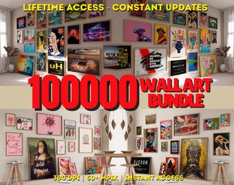 100000+ Mega Bundle Wall Art Set: Eclectic Gallery, Trendy Prints (Digital Download)