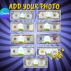 Personalized Dollar Bill Template Bundle: Custom Photo Money (Digital Download)