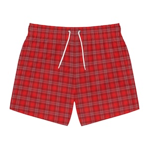 Bañador rojo a cuadros, ropa de playa de verano, atuendo para fiestas en la piscina, trajes de baño para vacaciones, elegantes shorts de baño para hombre.