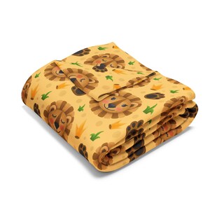 Cozy Arctic Fleece Blanket with Playful Lion Design | Warm Throw Blanket, Kids Room Decor, Gift for Animal Lovers, Home Aesthetic