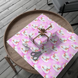Fantazyjne papiery do pakowania prezentów, urocze owce na chmurach, papier do pakowania, baby shower, prezenty urodzinowe, świąteczne uroczystości, przyjazne dla środowiska
