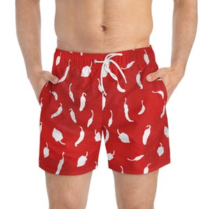 Bañador con pimiento picante, ropa de playa divertida, moda de verano, atuendos para fiestas en la piscina, imprescindibles para las vacaciones, estilo atrevido de verano