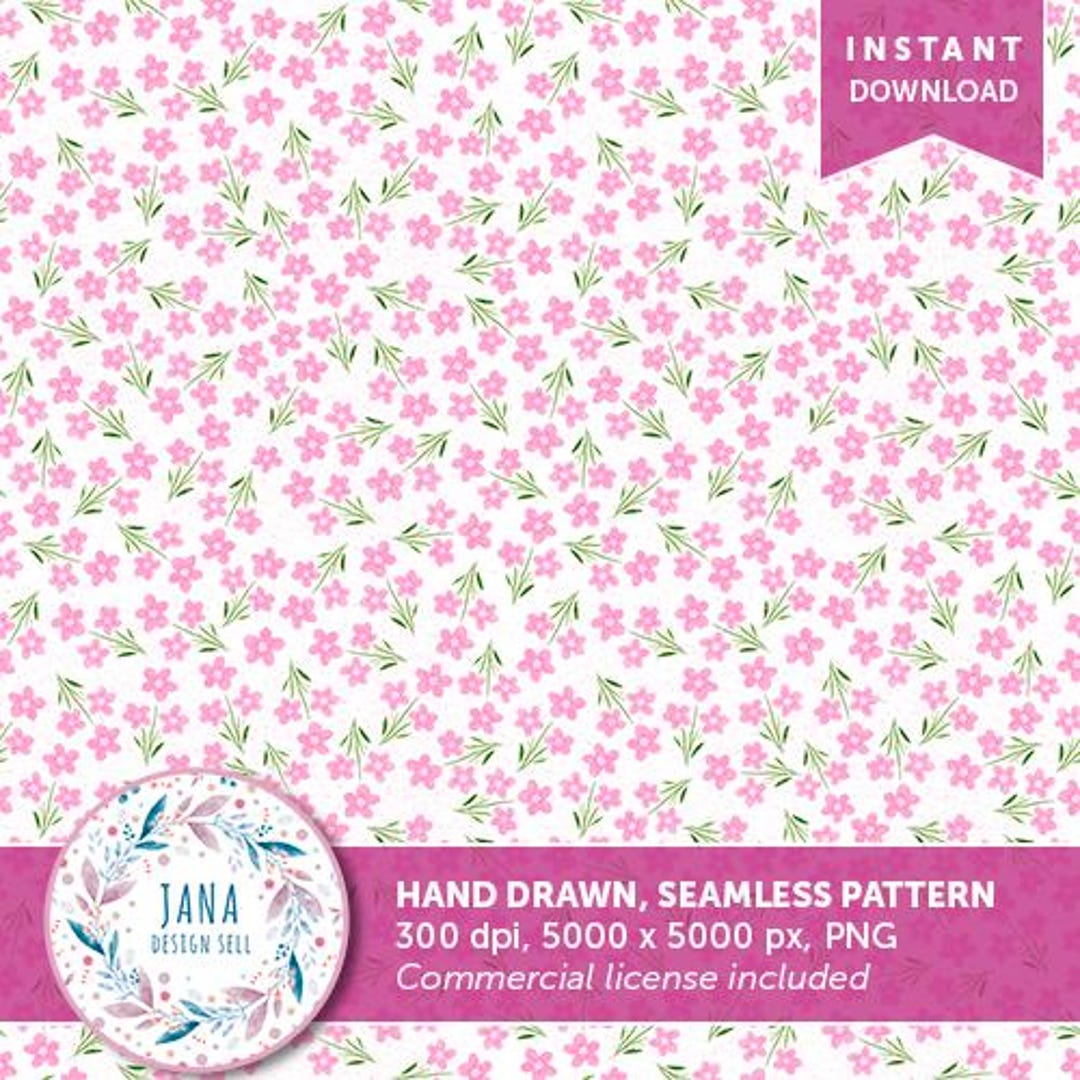 Simple Pink Floral Spring Seamless Fabric Pattern | Digital Download ...