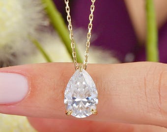 4.00 Carat Oval Cut Moissanite Solitaire Necklace – 14K Gold &  925K Sterling Silver – D Color VVS1 – GRA Certified