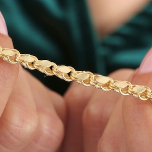 14K Real Gold Wedding Gift Barley Chain Bracelet - Chains & Loops Bracelet - For Women - Bracelets Gifts - Chain