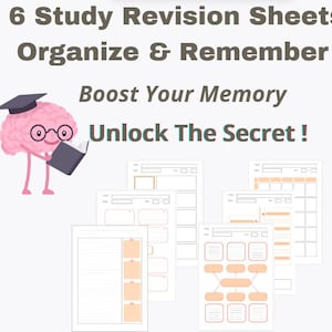 Fiches de Révision Imprimables | 6 Modèles de Notes de Cours | Techniques de Mémorisation | Planner Étudiant A4/A5/Letter PDF Imprimable