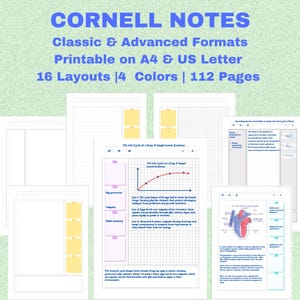 Cornell Notes Kit  : Idéal pour les étudiants en médecine, droit et universitaires, format classique, PDF imprimable