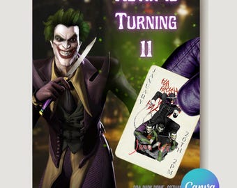 Invitación de cumpleaños del Joker: Plantilla editable para fiestas infantiles (Descarga digital)
