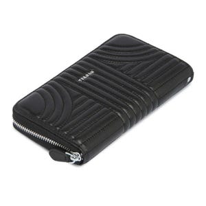 Cartera de piel negra para mujer: elegante, minimalista, tarjetero, bolsillo para dinero en efectivo, billetera de piel auténtica