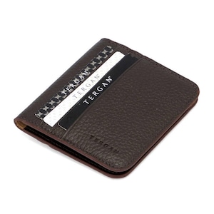 Cartera de cuero marrón para hombre: elegante, minimalista, tarjetero, bolsillo para efectivo, regalo, billetera de cuero genuino