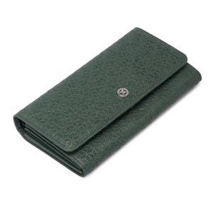 Cartera de mujer de cuero verde hecha a mano: elegante, minimalista, tarjetero, bolsillo para efectivo, regalo, billetera de cuero genuino