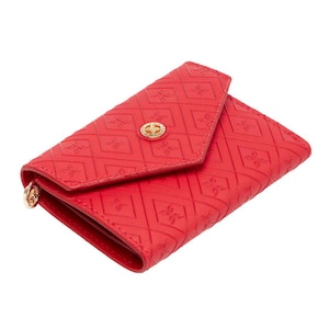 Cartera de piel roja para mujer: elegante, minimalista, tarjetero, bolsillo para dinero, regalo, cartera de piel auténtica