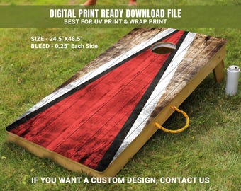 Adesivo geometrico rosso e nero per tabellone del cornhole (download digitale)